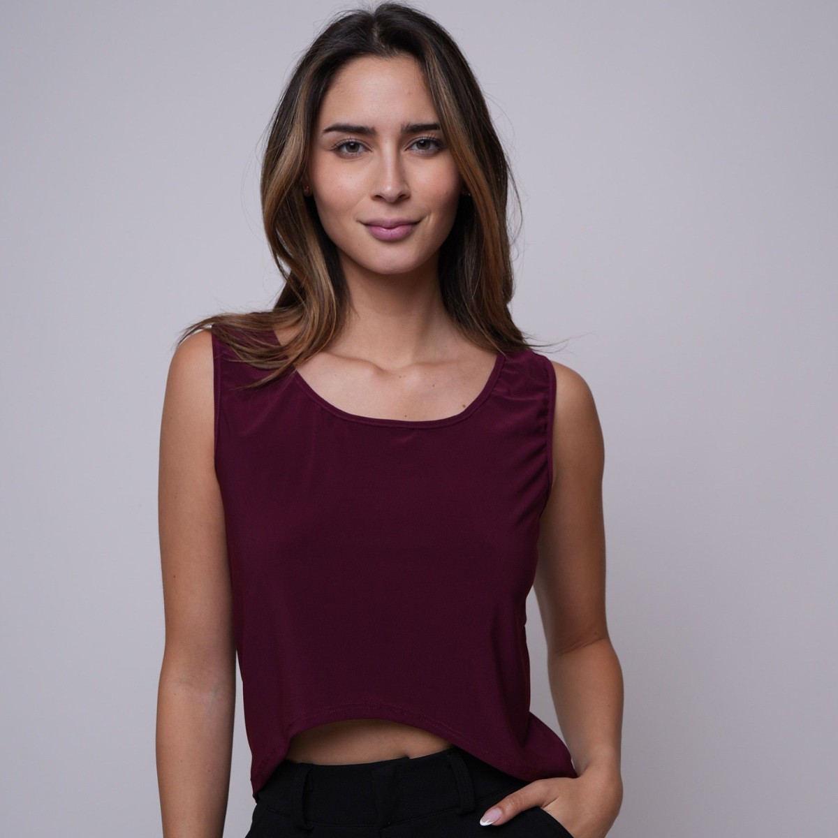 Polera Corta Básica Burdeo