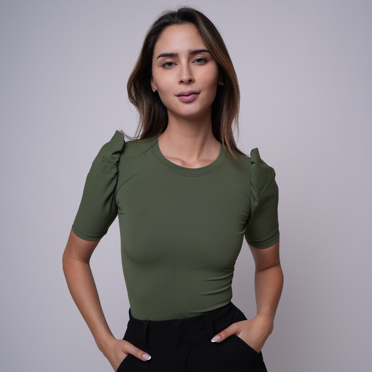 Polera Manga Globo Verde