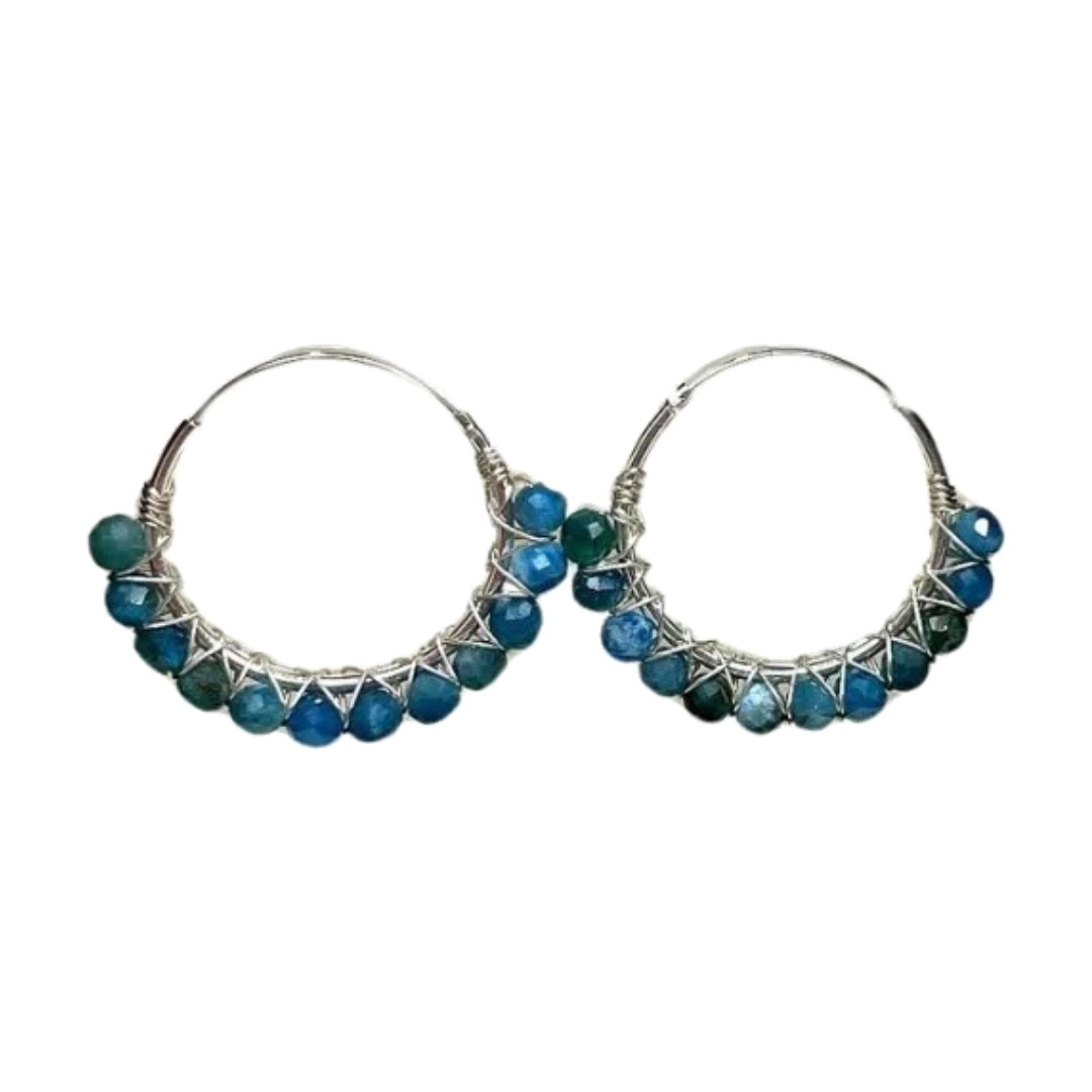 Aros / Argolla plata 925 con piedra natural Apatite