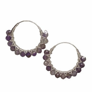 Aros / Argolla plata 925 con piedra natural Amatista