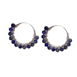 Aros / Argolla plata 925 con piedra natural Lapislázuli