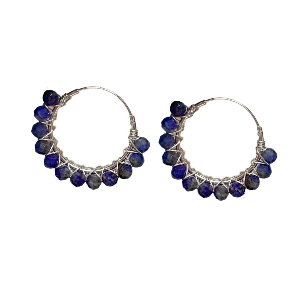 Aros / Argolla plata 925 con piedra natural Lapislázuli
