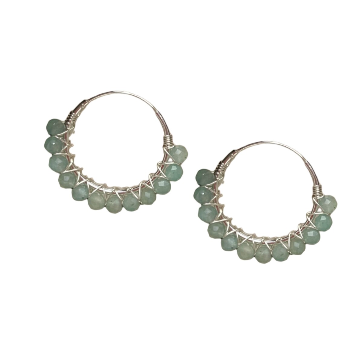 Aros / Argolla plata 925 con piedra natural Amazonita