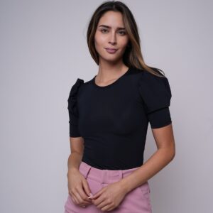 Polera Manga Globo Negro