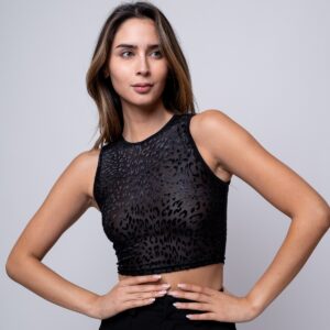 Crop Top Print Negro