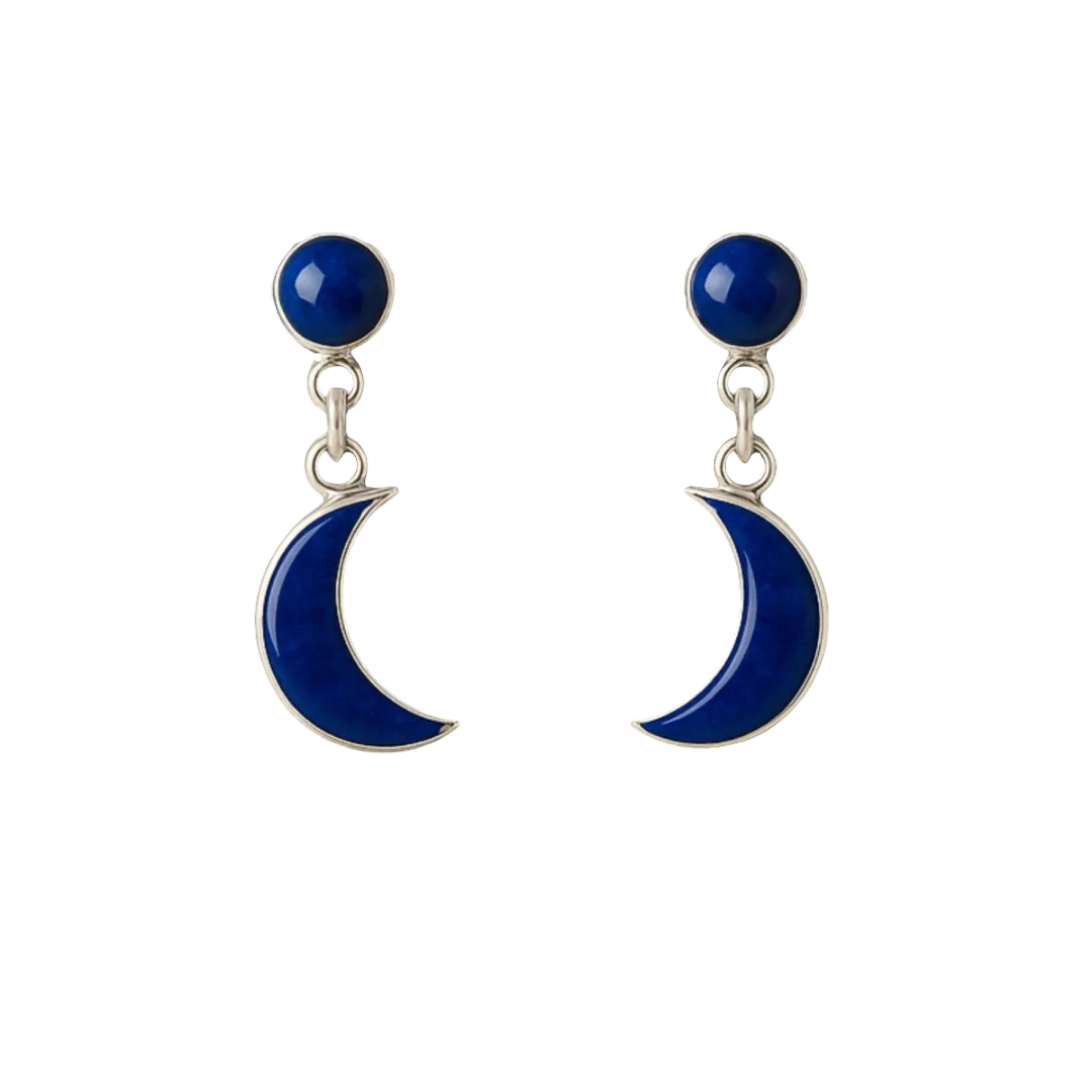 Aros Plata 950 Con Piedra Natural Lapislázuli