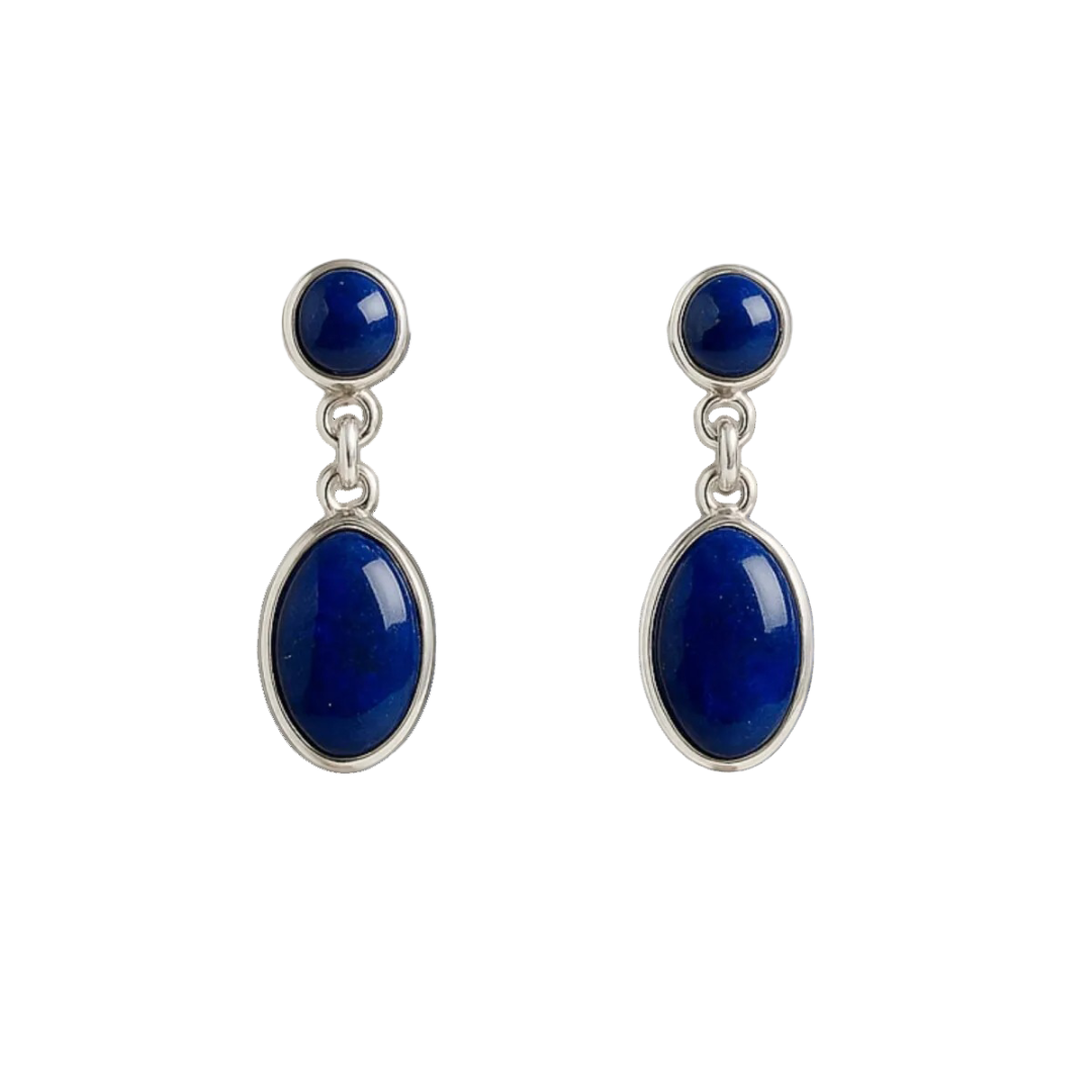 Aros Plata 950 Con Piedra Natural Lapislázuli