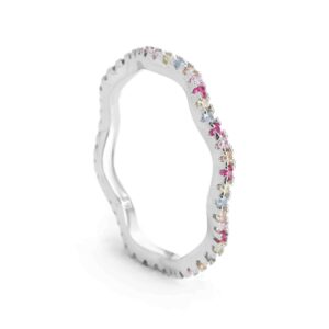 Anillo de Plata 925 Ondas con Circones de Colores