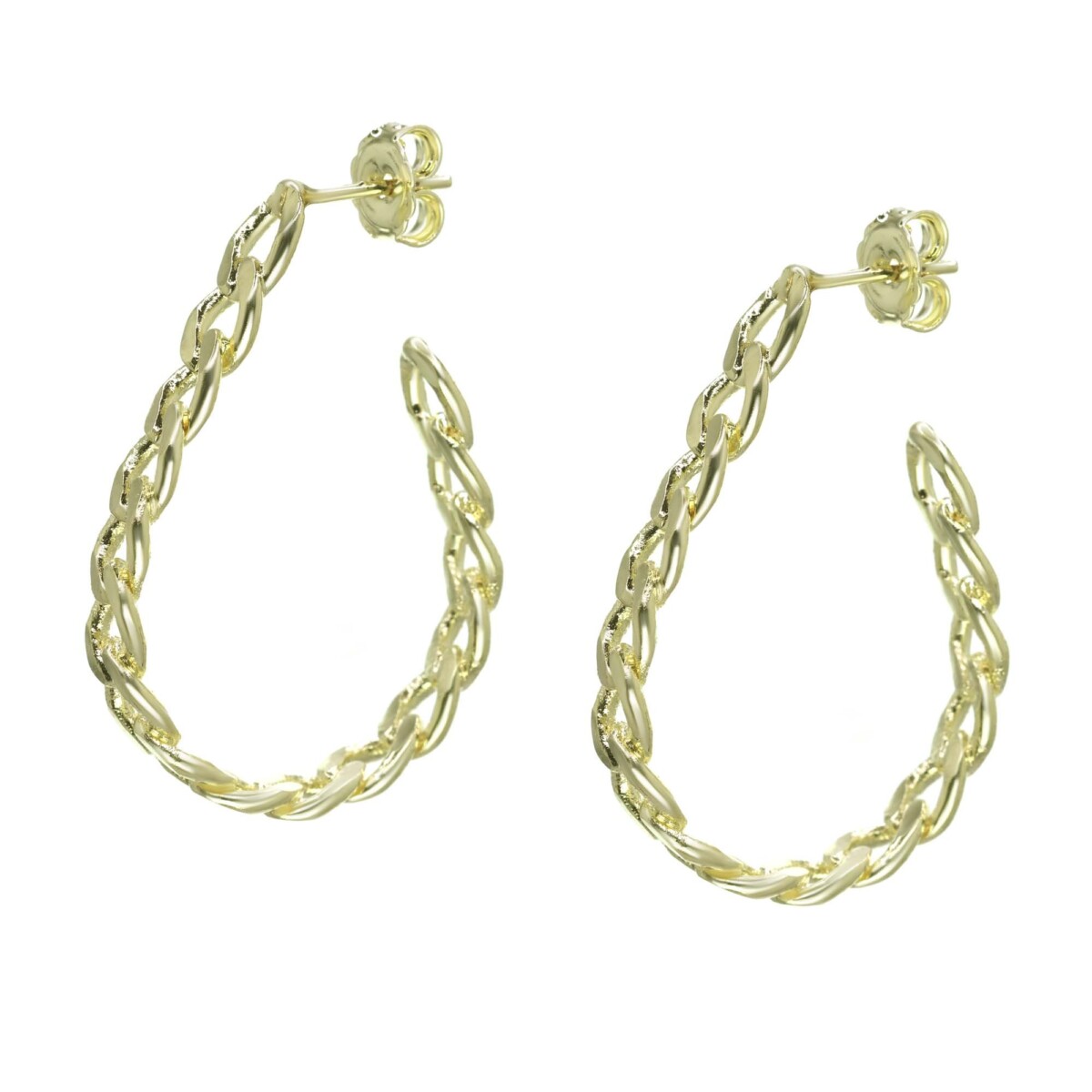 Aros Enchapados en Oro Argollas Estilo Cadena