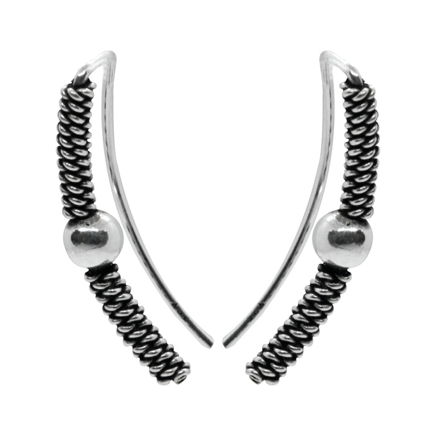 Aros de Plata 925 Trepador Bali Esfera