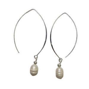 Aros de Plata 925 Estilo Gancho con Perlas de Río