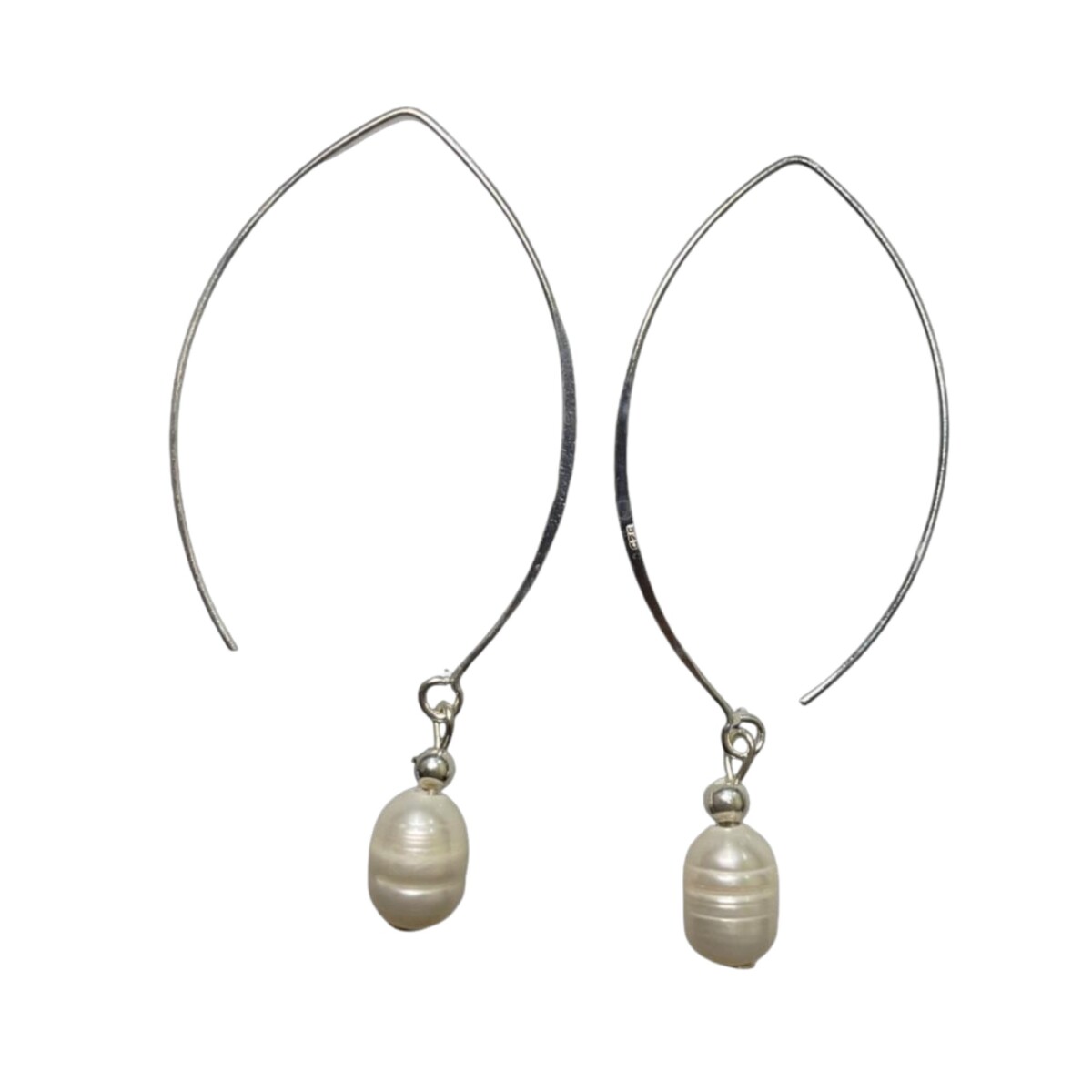 Aros de Plata 925 Estilo Gancho con Perlas de Río