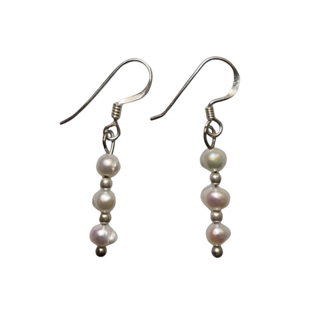 Aros de Plata con Pequeñas Perlas de Río