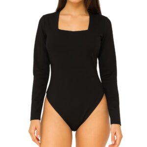 Body Negro Manga Larga Escote Cuadrado