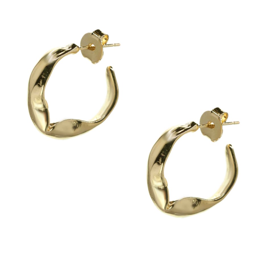 Aros Enchapados en Oro Argollas con Bordes irregulares