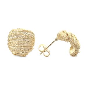 Aros Enchapados en Oro Estilo Placa con Textura Granulada