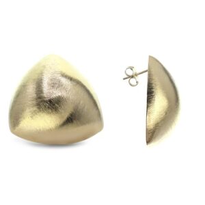 Aros Enchapados en Oro Placas Triangulares Satinadas