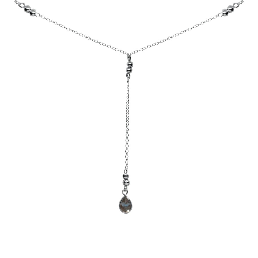 Collar de Plata 925 con Esferas y Circón Tornasol