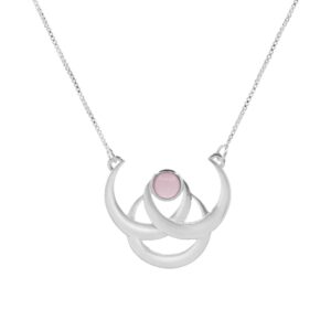 Collar de Plata 925 Modelo Lunar con Piedra de Cuarzo Rosa